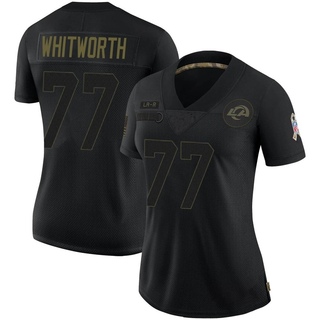 Limited Andrew Whitworth Women's Los Angeles Rams 2020 Salute To Service Jersey - Black